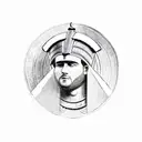 Roman centurion on horseback in front of ancient Egypt  tattoo design idea