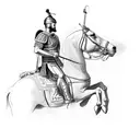 Roman centurion on horseback in front of ancient Egypt  tattoo design idea