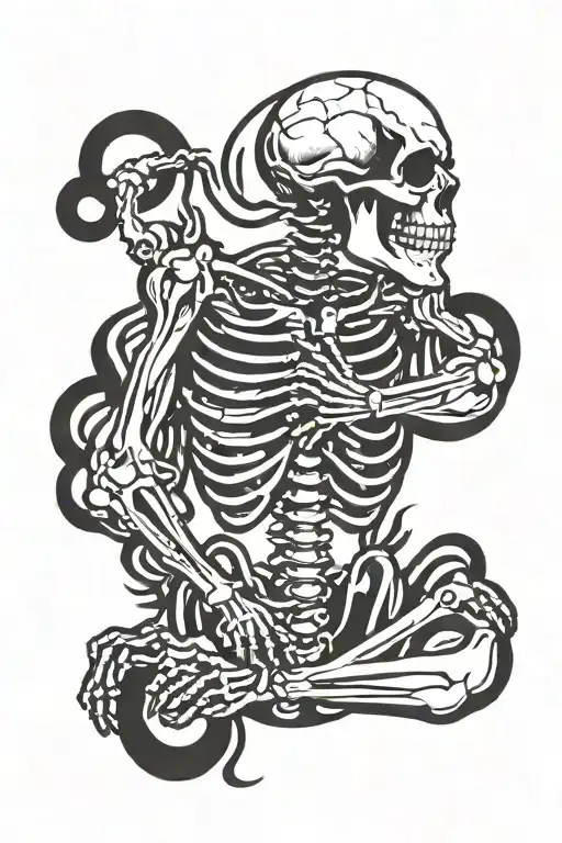 Praying skeleton tattoo design idea