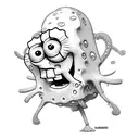 SpongeBob and squidward Side by Side sharing one eye tattoo design idea