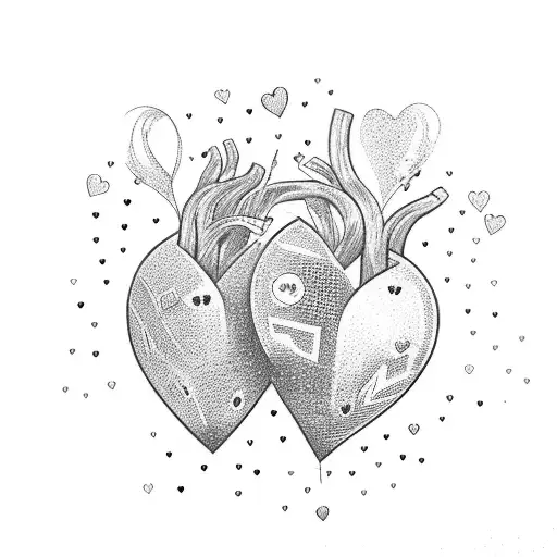one bigger heart and 3 small hearts tattoo design idea
