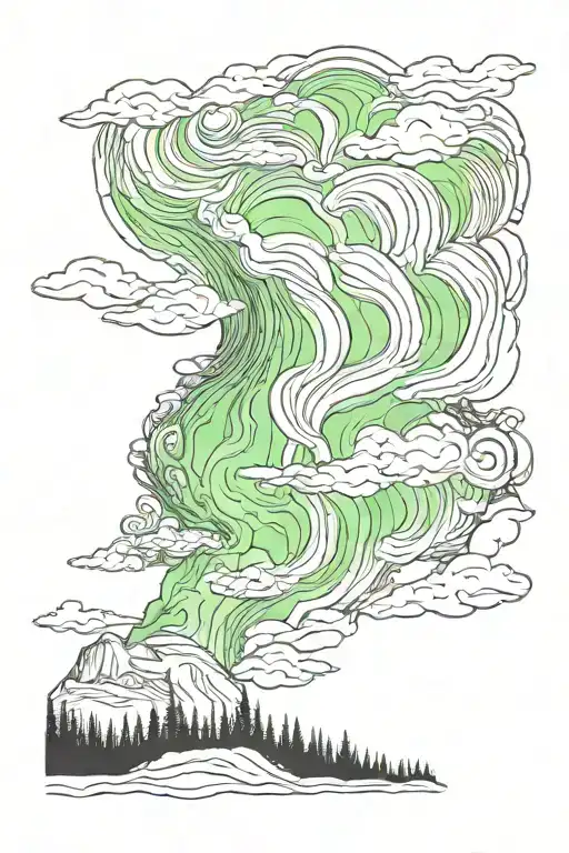 northern lights aurora borealis sky tattoo design idea