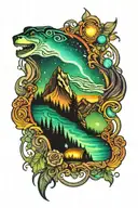 northern lights aurora borealis sky tattoo design idea