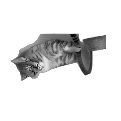 a cat on a scratching post tattoo design idea
