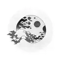 Moon with clouds japanese style tattoo design idea