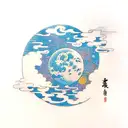 Moon with clouds style tattoo design idea