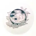 Moon with clouds style tattoo design idea