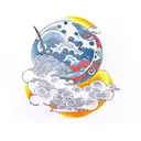 Moon with clouds style tattoo design idea