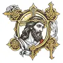 cross jesus praying tattoo design idea