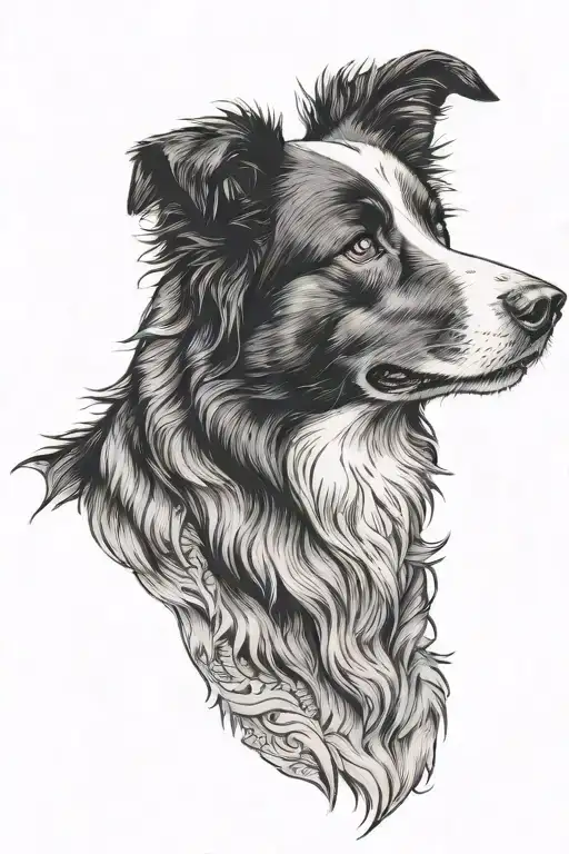 border collie short hair tattoo design idea