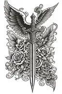 sword with wings spread wings on tricep tattoo tattoo design idea