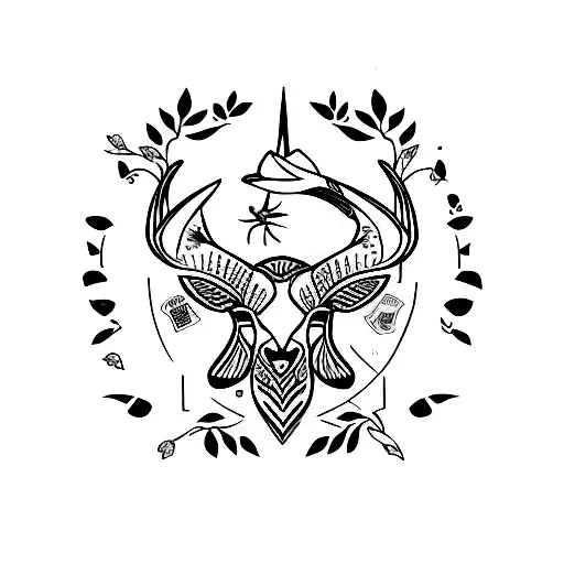 Springbok rugby emblem with floral elements tattoo design idea