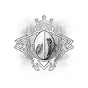 William Webb Ellis trophy surrounded by intricate rugby-themed patterns tattoo design idea