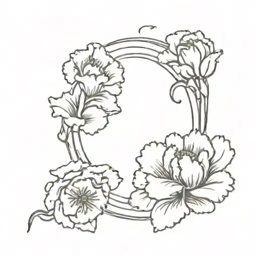 carnations, music, sunny tattoo design idea