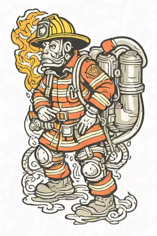old school firefighter  tattoo design idea
