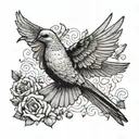 mourning dove flying tattoo design idea