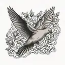 mourning dove flying tattoo design idea