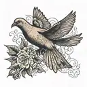 mourning dove flying tattoo design idea