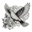 mourning dove flying tattoo design idea