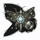 moth with sun and moon   tattoo design idea