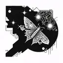 moth with sun and moon   tattoo design idea