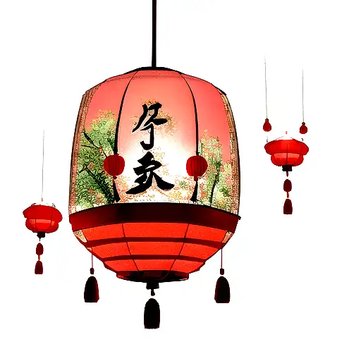 chinese red paper lantern glowing tattoo design idea