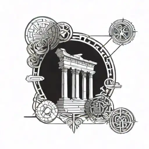 geometric and Roman times New roman tattoo design idea