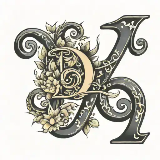 alphabet B combination of DD just tattoo design idea