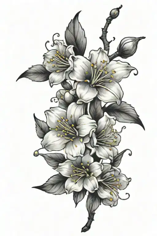 Sexy cherry flowers hot seduce  tattoo design idea