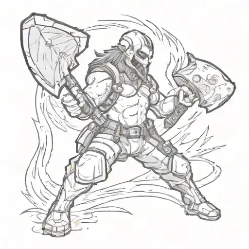 wildfire holding an axe tattoo design idea