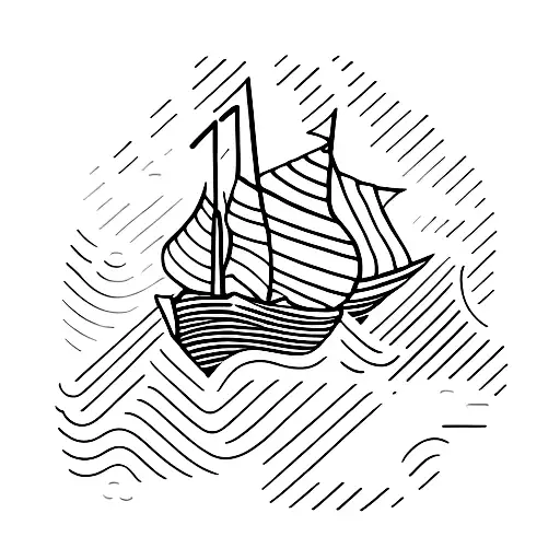 very small "burn the boats"no text lineart tattoo men tattoo design idea