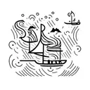 very small "burn the boats"no text lineart tattoo men tattoo design idea