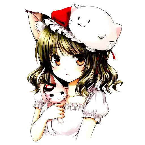 kitten with strawberry hat tattoo design idea