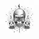 skull with burning candles tattoo design idea