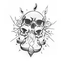 skull with burning candles tattoo design idea