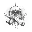 skull with burning candles tattoo design idea