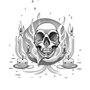 skull with burning candles tattoo design idea