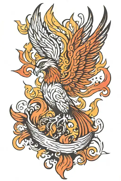 LGBT Phoenix rising from flames tattoo design idea