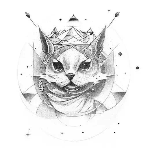 unique tattoo that seamlessly combines the elements of a lamphouse, the vastness of space, and the essence of camping tattoo design idea