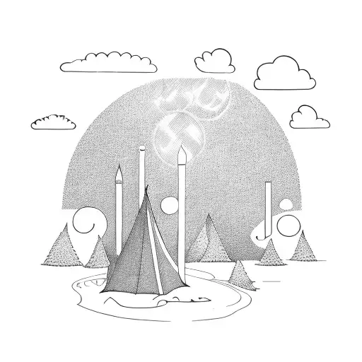 lamphouse, vastness of space, camping tattoo design idea
