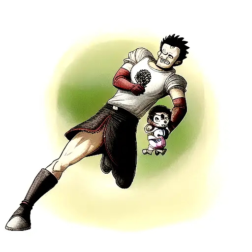Guts from berserk with rick and morty during the eclipse tattoo design idea