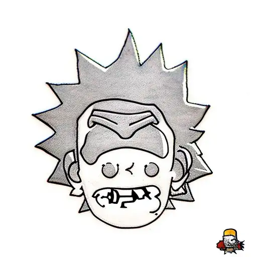 Guts from berserk with rick and morty during the eclipse tattoo design idea