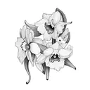 violet, primrose, daffodil, cherry blossom , holli narcissus, half sleeve  tattoo design idea