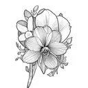 violet, primrose, daffodil, cherry blossom , holli narcissus, half sleeve  tattoo design idea