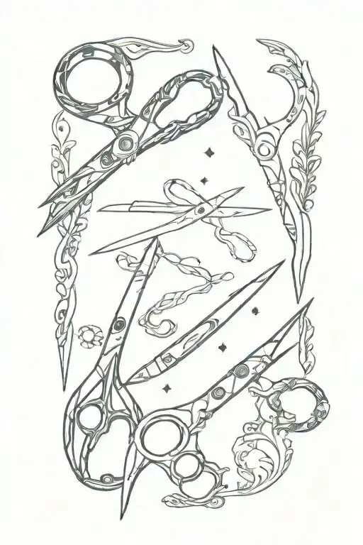 two pair of scissors  tattoo design idea