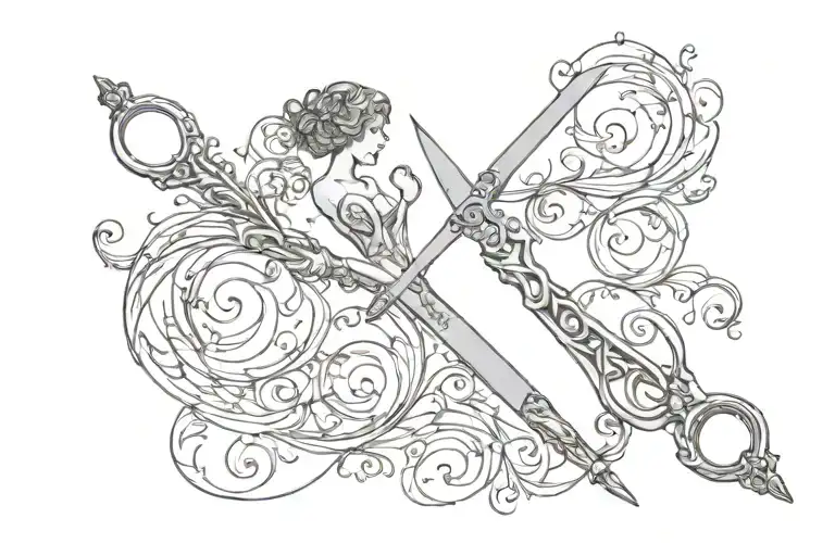 lesbian scissor tattoo design idea