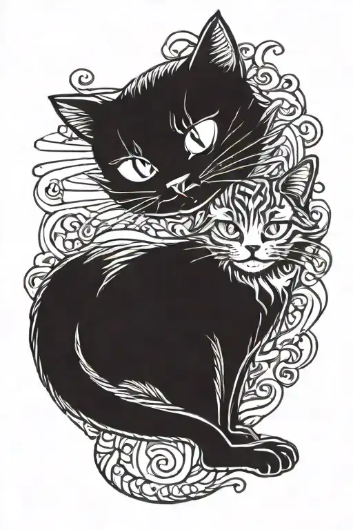 Alice and Cheshire Cat tattoo design idea