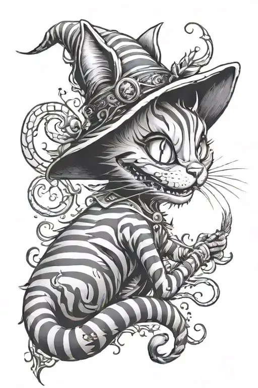 Cheshire Cat witch Alice In Chains tattoo design idea