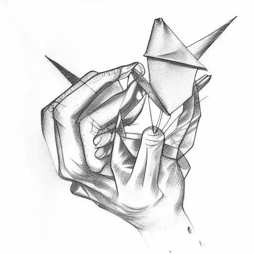 hands reaching out with paper cranes tattoo design idea