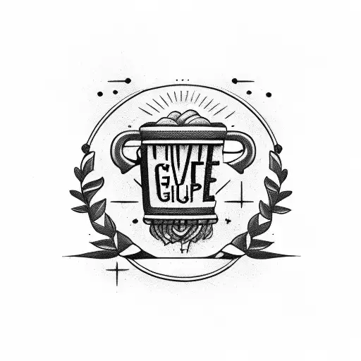 Vintage Greek with the words 'Never Give Up' incorporated into the design tattoo design idea
